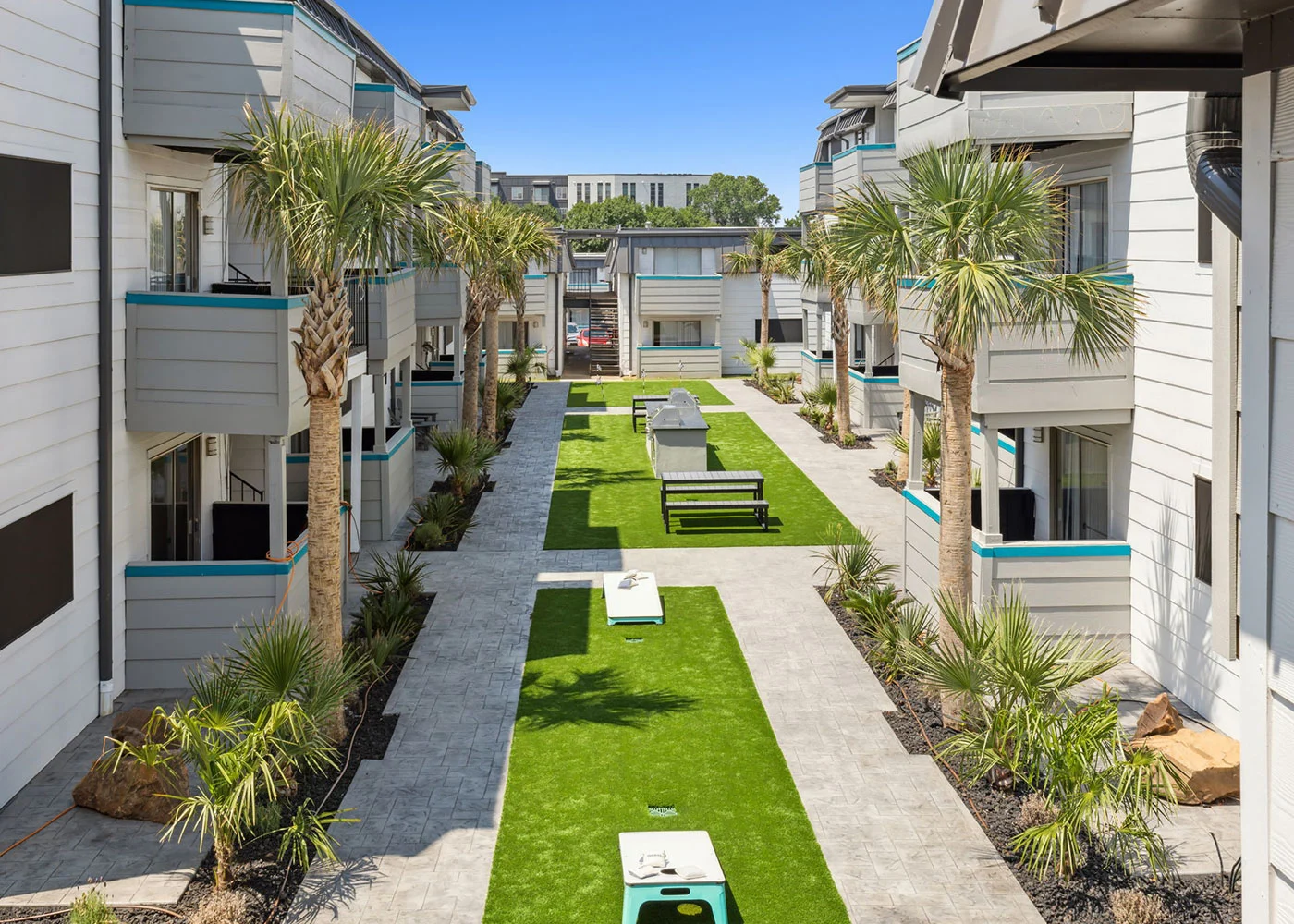 Landscaped shared courtyard after renovation
