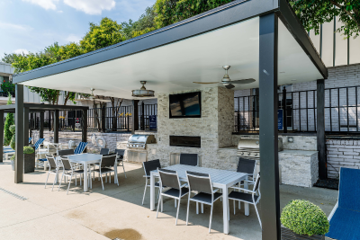 Covered outdoor dining area