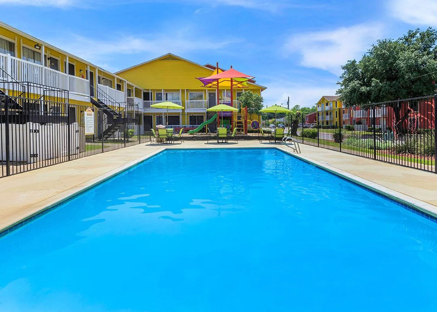 Before renovation: Pool and communal space