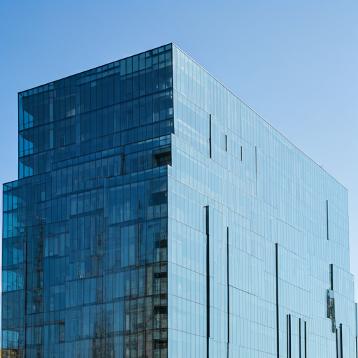 Blue glass building facade